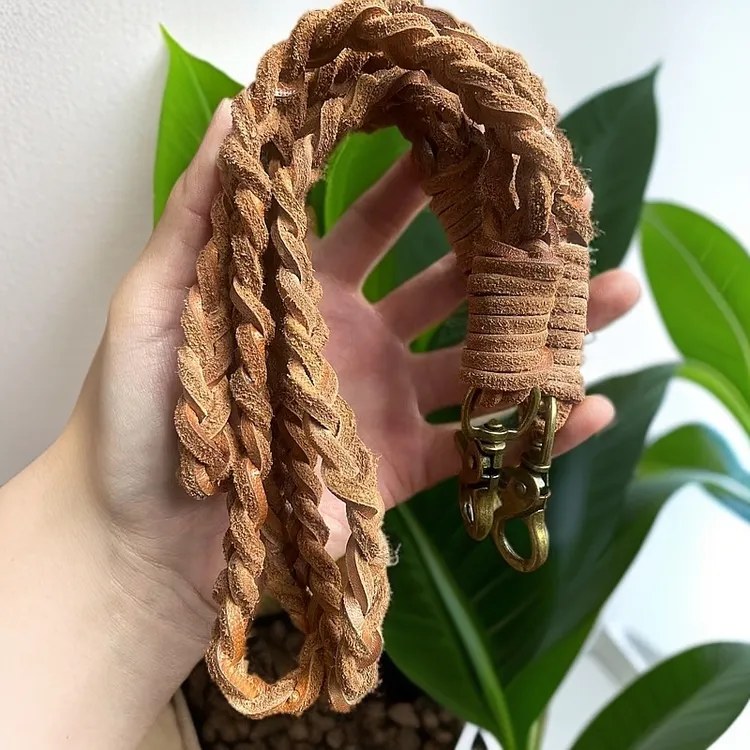 怪客植鞣头层牛皮手工编织钥匙扣挂件植高级穿搭配款简约风日式中