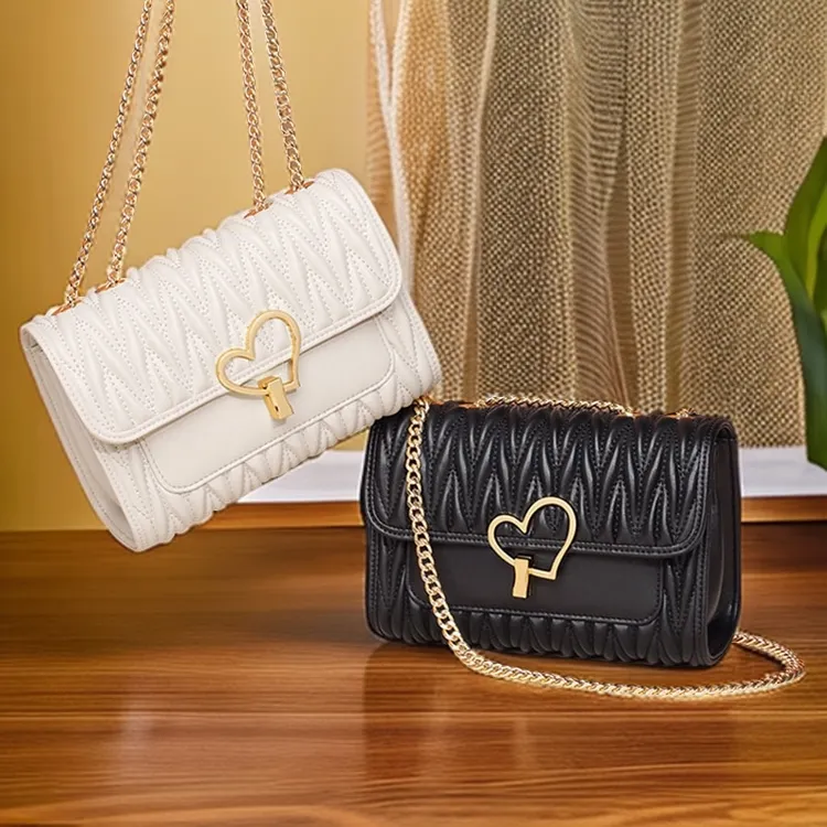 米白色女式磁扣单肩包轻奢风防刮车缝线迷你款小包包夏季气质小众