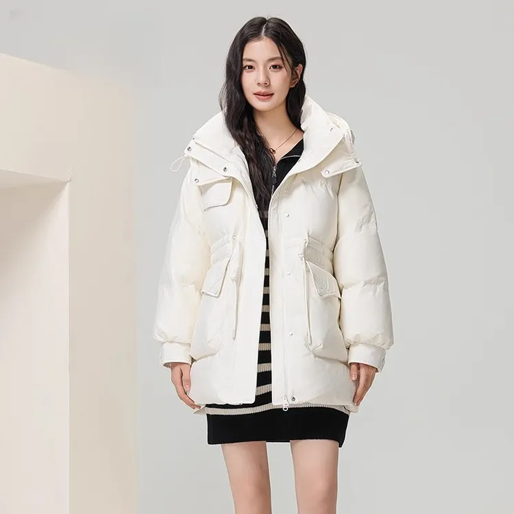 纪诗哲女装修身收腰显瘦连帽羽绒服女冬新款韩版立领防寒保暖外套