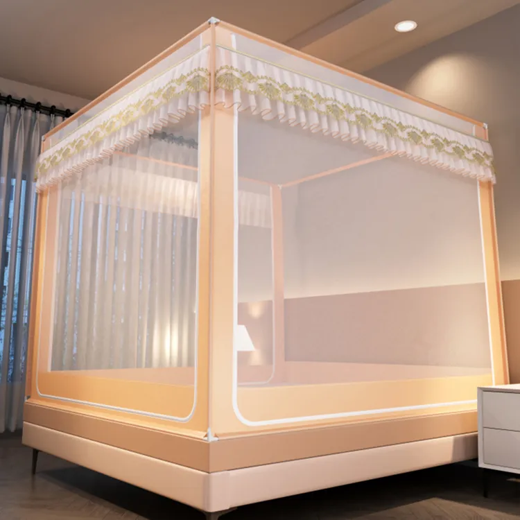 新款儿童婴儿美朵嘉防摔蚊帐围栏家用免安装蒙古包蚊帐1.8米x2米