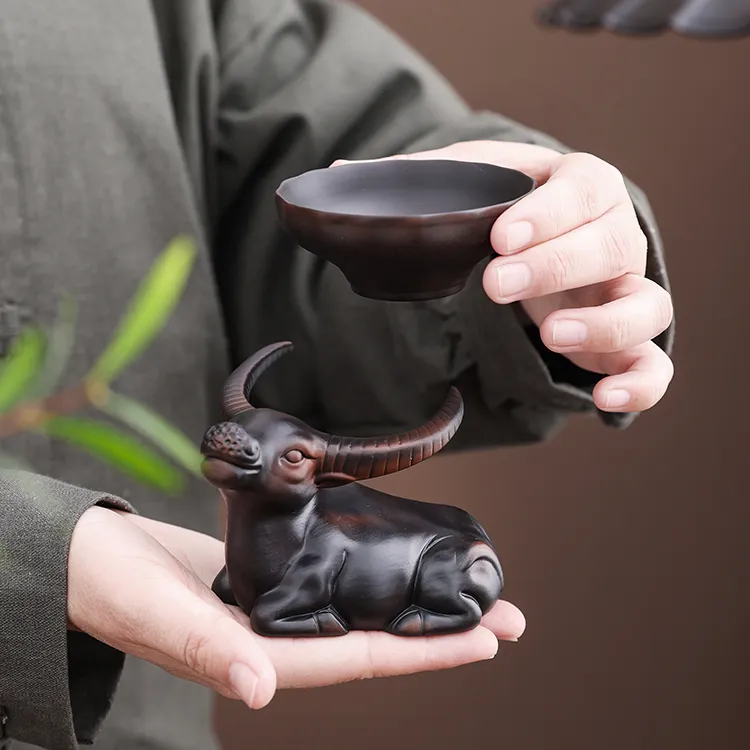 紫陶茶漏牛茶宠陶瓷孔茶滤网家用泡茶过滤器创意茶宠功夫茶具配件