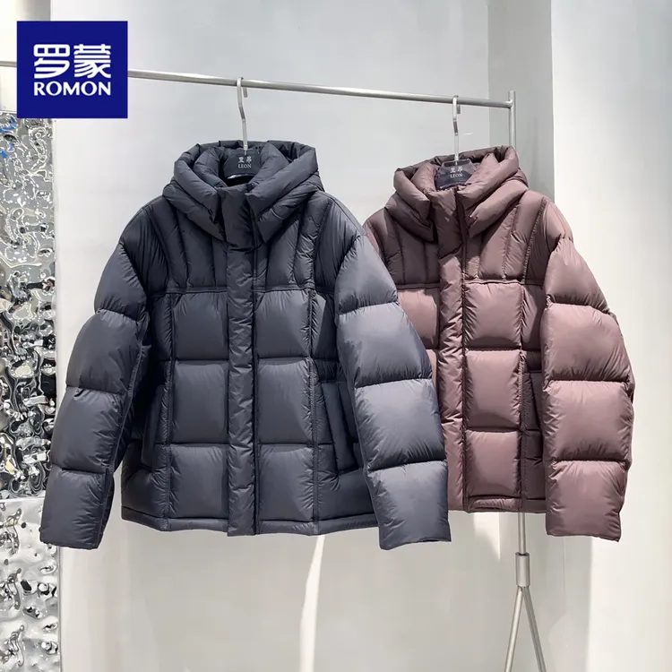 罗蒙韩版冬季新款时尚休闲羽绒服90绒修身保暖可脱卸帽店主风外套