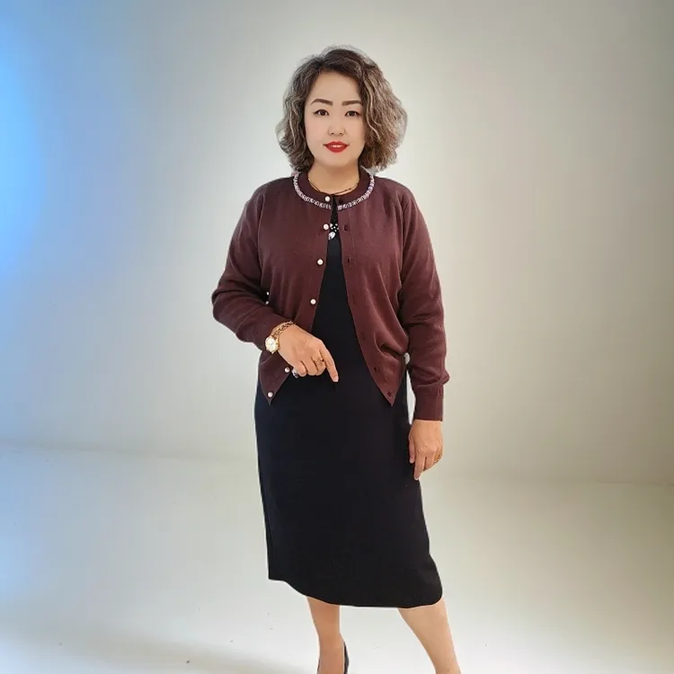 黑色毛针织衫开衫纯色针织毛衣长袖常规款拼接标准