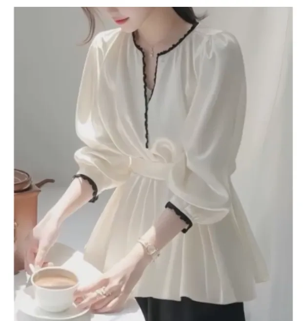 2025春季新款时尚女装网红气质爆款韩版收腰上衣宽松幸334