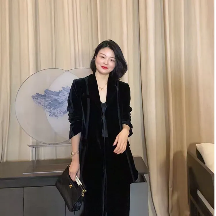 TANTAN 显瘦气质黑色修身外套HR 2514