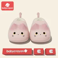 babycrayon猫咪防水棉拖鞋儿童冬季包跟保暖居家卡通加绒亲子棉鞋