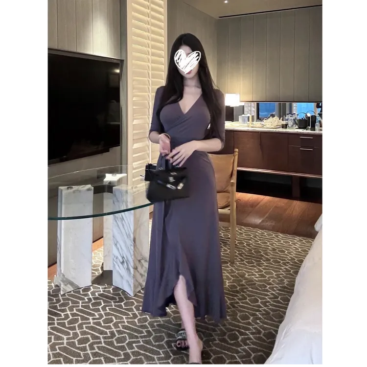 优秀的金蘑菇 曲线姐感/甜美荷叶边一片式显瘦中袖连衣裙