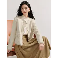 【王雪糕专属】茵曼流苏小香风外套金属扣设计感气质上衣18438082