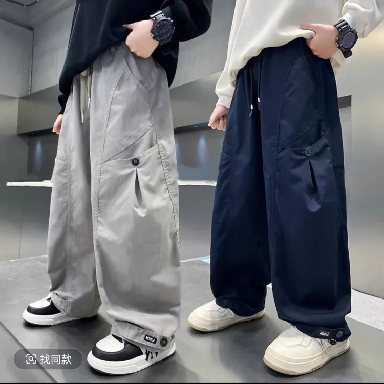 现货秋季新款~新款中大童洋气痞帅炸街工装裤宽松有型潮流00337
