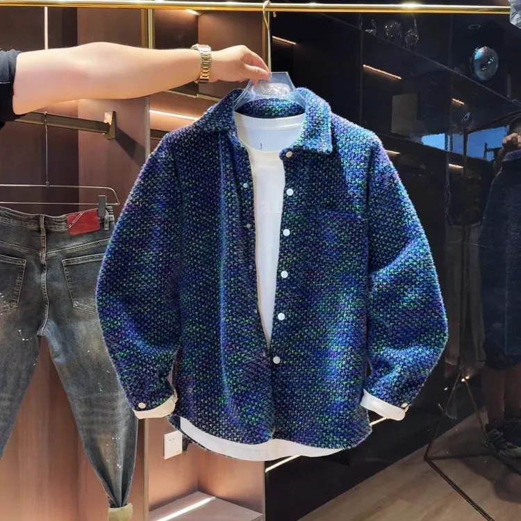 衬衫外套男士秋季新款时尚轻奢潮流百搭男女款翻领小香风夹克上衣