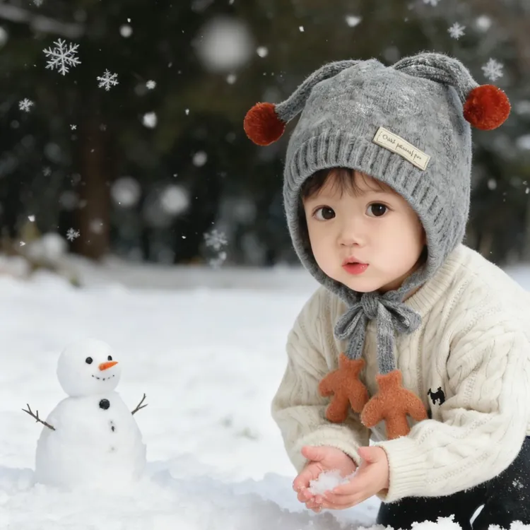 2025儿童帽子秋冬季韩版加厚护耳帽保暖户外防风男女童宝宝毛线帽