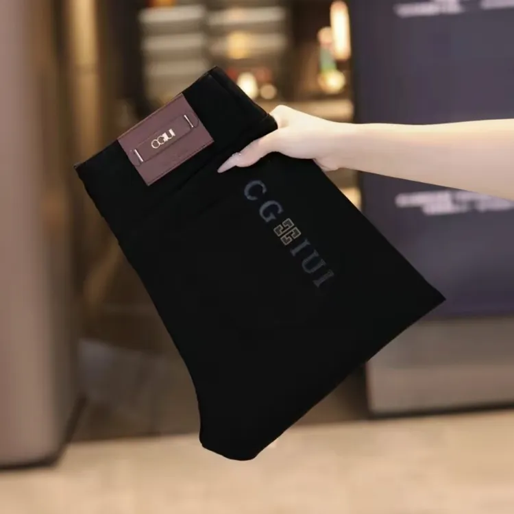 CGIUI/2025男士秋冬新款水洗复古港风黑色修身裤有加绒的有不加绒