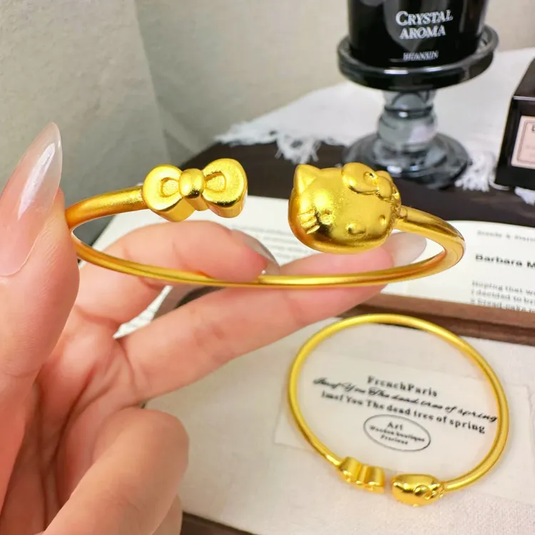 铜合金手镯 新中式国潮风甜美猫咪可爱开口手镯女卡通萌趣手镯