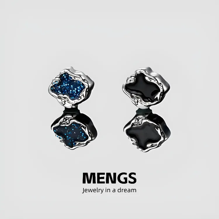 合金耳饰 不规则设计滴油无耳洞磁吸耳夹简约ins耳钉合金耳饰