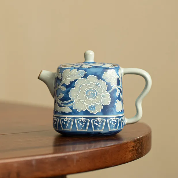 顶先 元青花四方壶功夫茶具A12444