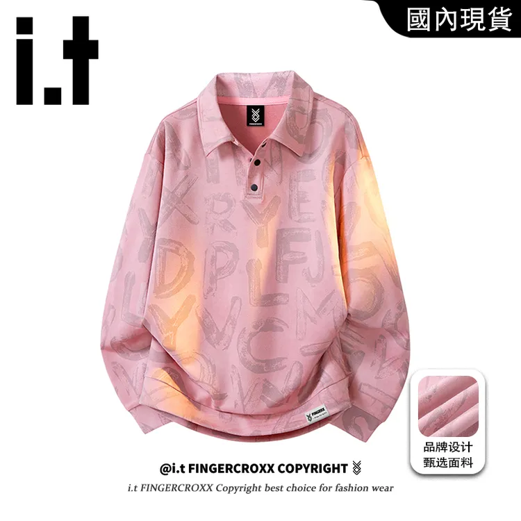 i.t FINGERCROXX秋季新款男士卫衣大码宽松潮流百搭休闲印花上衣