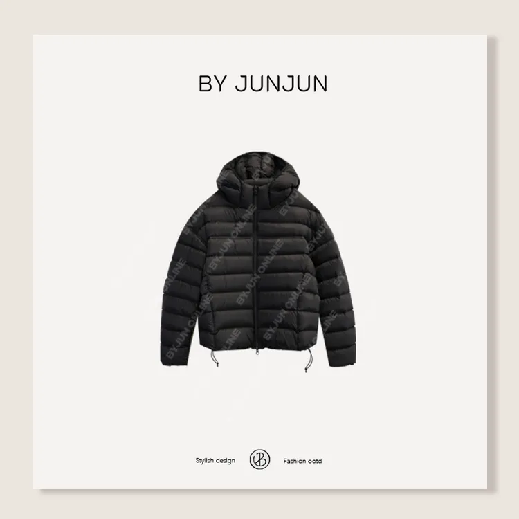 BYJUNJUN【空气羽绒】云朵感无胆布白鸭绒羽绒服连帽保暖外套