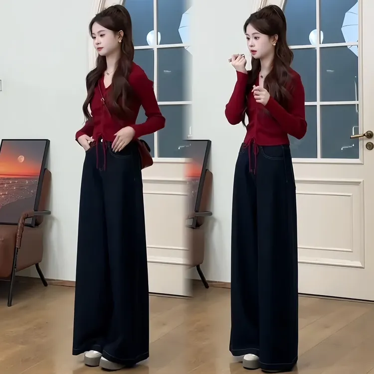 女装2025新款茶系穿搭高级感气质绝美轻熟风针织上衣独特套装