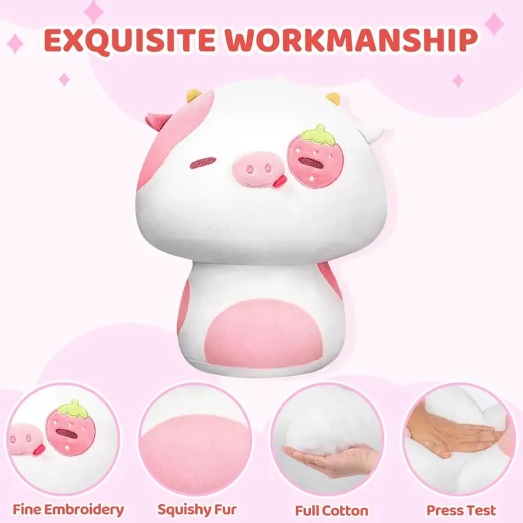 草莓牛玩偶毛绒玩具可爱奶牛娃娃猪猪公仔睡觉抱枕生日礼物送女生