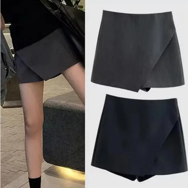 灰色西装开叉半身裙裤女夏季2025新款通勤百搭辣妹风A字休闲裤裙