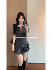 【肉肉】假两件蕾丝拼接短袖T恤女休闲韩系夏季POLO领修身显瘦上衣