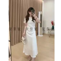 奈奈妮【月光织】连衣裙夏季轻奢气质显瘦拼接设计感63273
