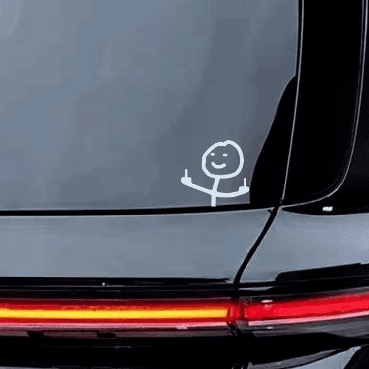 火柴人搞怪小人笑脸双手汽车车窗玻璃搞笑装饰贴花趣味车贴电动车