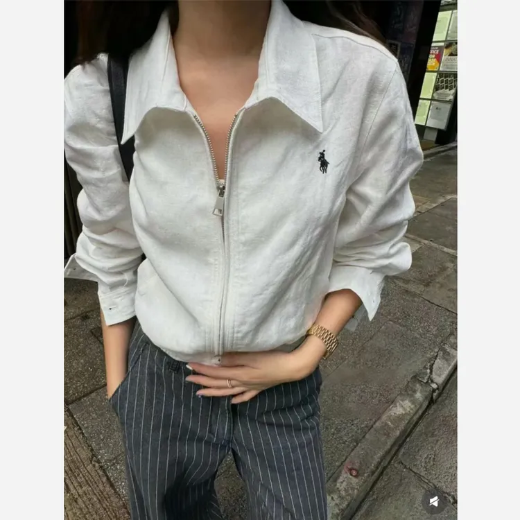 小个子棉麻夹克外套女2025新款翻领小马长袖短款宽松显瘦百搭上衣