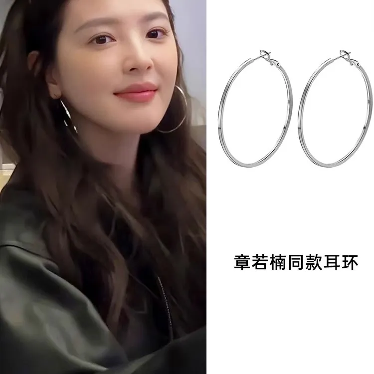 925银耳饰 大圆圈素圈耳环高级2025爆款耳圈百搭气质个性简约网红