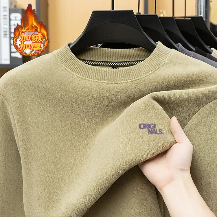 [7A抗静电，自发热]刺绣字母双面加厚奥粒绒冬季卫衣圆领打底衫