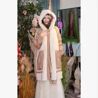 冬季新品时尚优雅宽松撞色修身长款女装羽绒服261P1073
