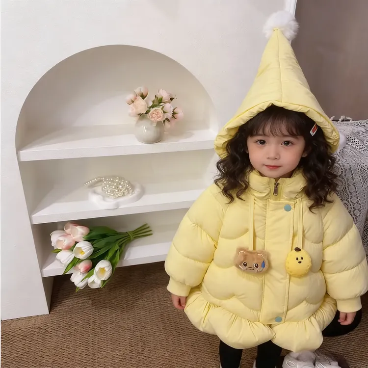 女童冬季棉服加绒加厚洋气外套2025冬季新款韩版保暖儿童连帽棉袄