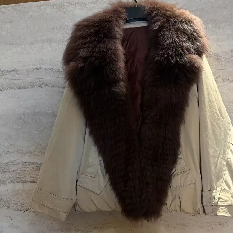 TANTAN 时尚百搭秋冬短款毛领棉服外套3800