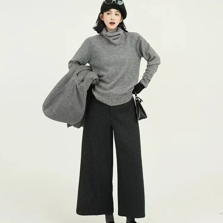 花契“奥斯陆雾”大码女装冬季宽松200斤胖mm韩系阔腿休闲裤4376-H