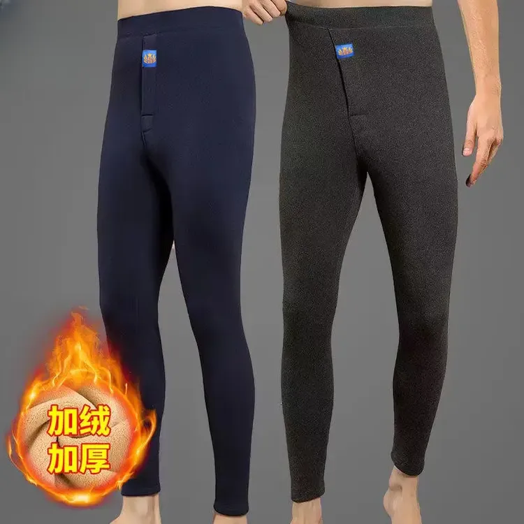 男士加绒加厚加大保暖裤秋冬款内穿打底裤高弹棉裤高腰