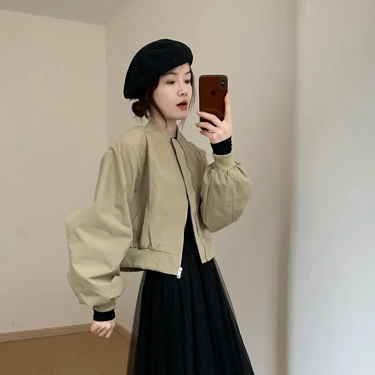 气质时尚无领棒球服2025秋季韩版显瘦设计短款百搭上衣外套女夹克