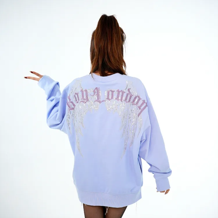 【紫秀灵羽】BOYLONDON潮流男女同款秋冬琥珀流光刺绣卫衣N03004