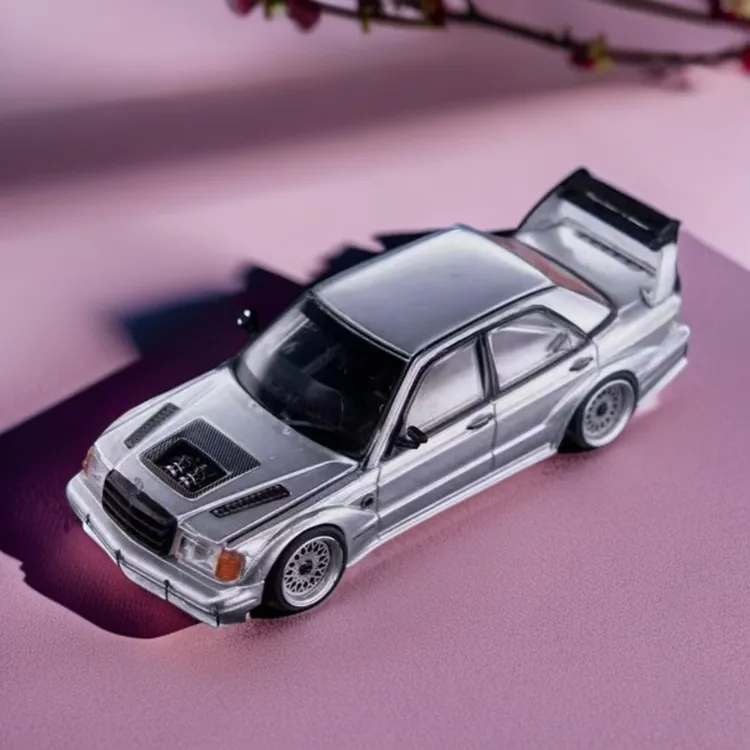 RM犀牛1:64奔驰改装开盖大尾翼W201190E精品合金静态仿真汽车模型