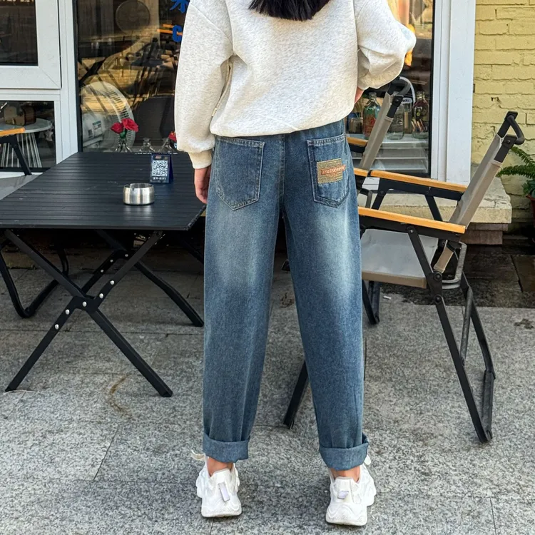 秋冬季儿童软牛仔裤2025新款中大童男女童装裤子潮洋气宽松百搭