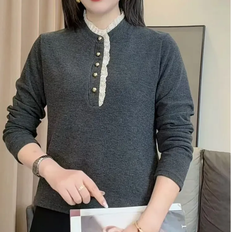 YLY-89159网红百搭宽松冬季立领长袖衬衫上衣