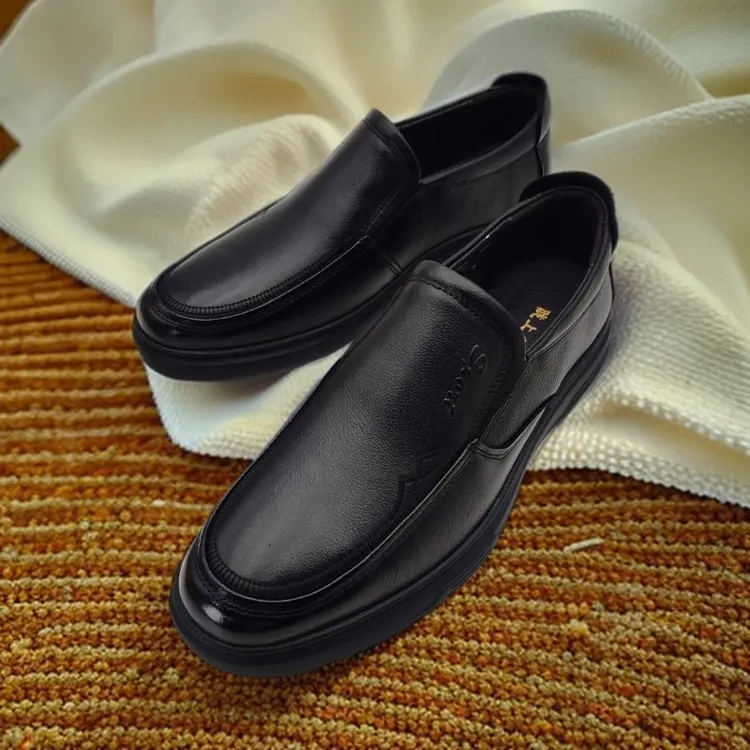 新款男鞋纳帕纹商务休闲皮鞋一脚蹬时尚潮流男士软底软面3785