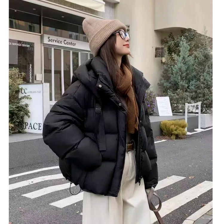 时尚简约泡芙短款羽绒服女小个子冬季加厚韩版白鸭绒外套013