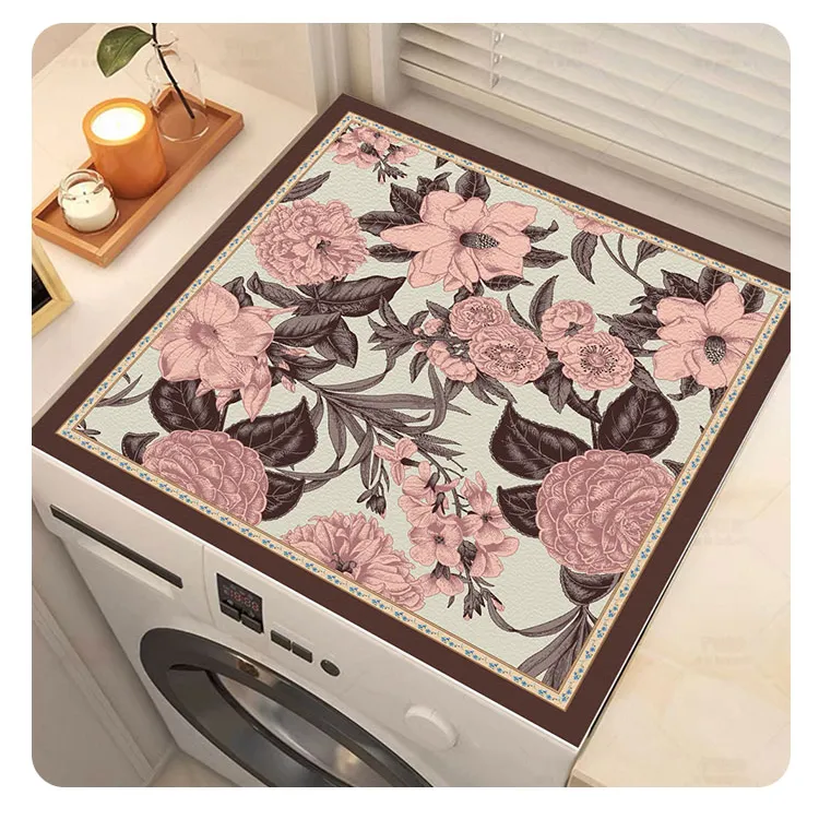 全自动滚筒洗衣机防尘保护盖垫吸水防滑皮革通用简约浴室吸水地垫