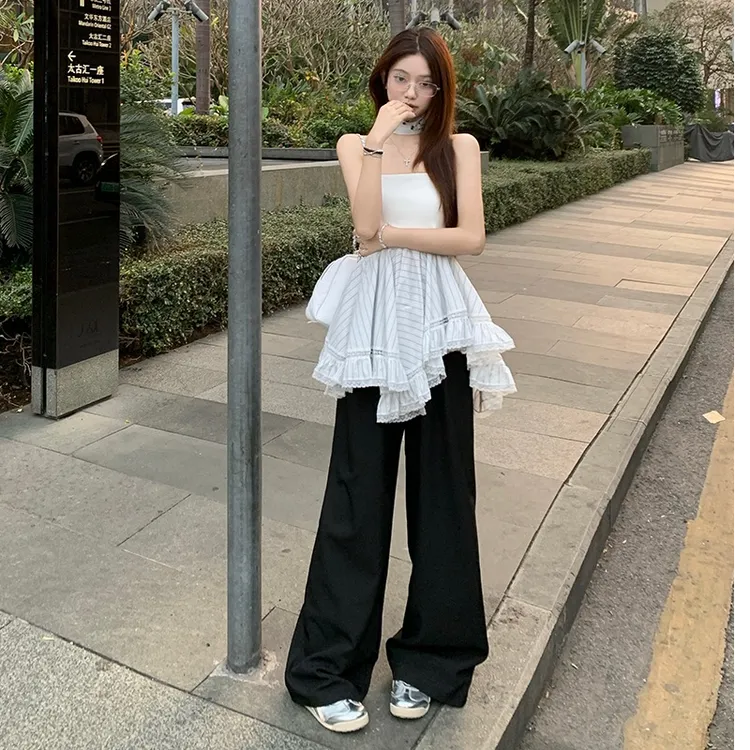 2025春季新款时尚休闲裤气质显瘦洋气休闲百搭宽松直筒长裤阔腿裤