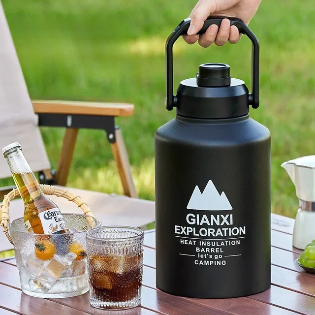 户外冰桶大容量手提箱保冷冰块储存水杯野餐露营保温壶不锈钢摆摊