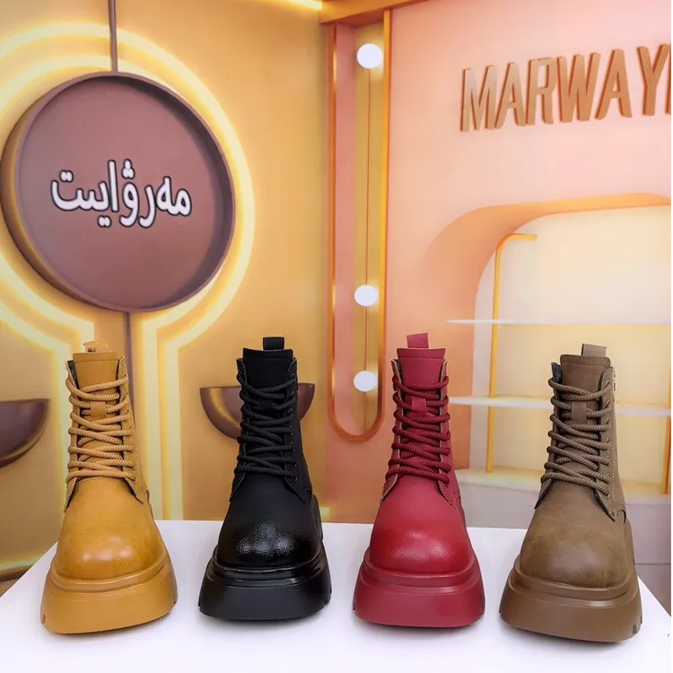 mai-新款马丁靴2025爆款加绒休闲厚底系带圆头时尚