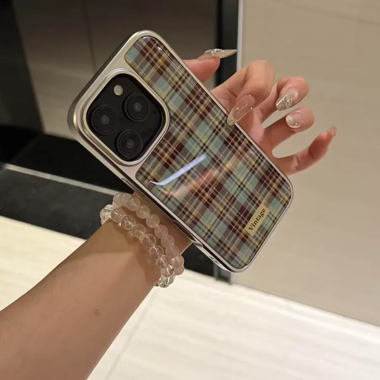 银边滴胶ins创意格纹适用苹果17promax/iPhone17/16/15/14手机壳