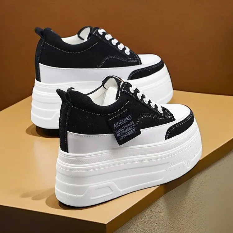 超高跟10、12厘米松糕厚底内增高女鞋春秋百搭时尚厚底休闲女鞋ins