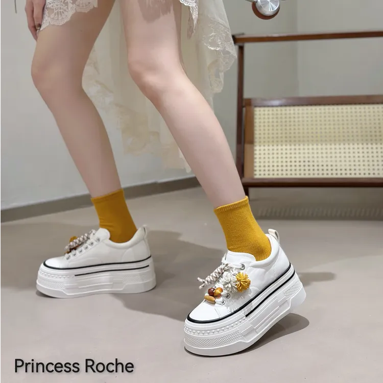 Princess Roche【设计师款】秋季增高板鞋牛皮舒适百搭可爱小白鞋女