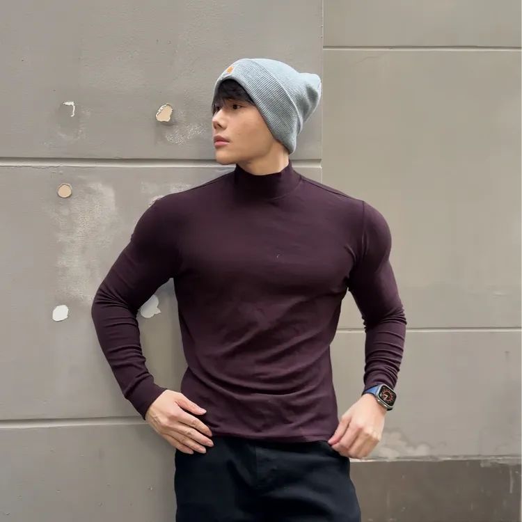 BEESTRONG 秋冬羊毛简约休闲风男士圆领显型打底修身收腰T恤